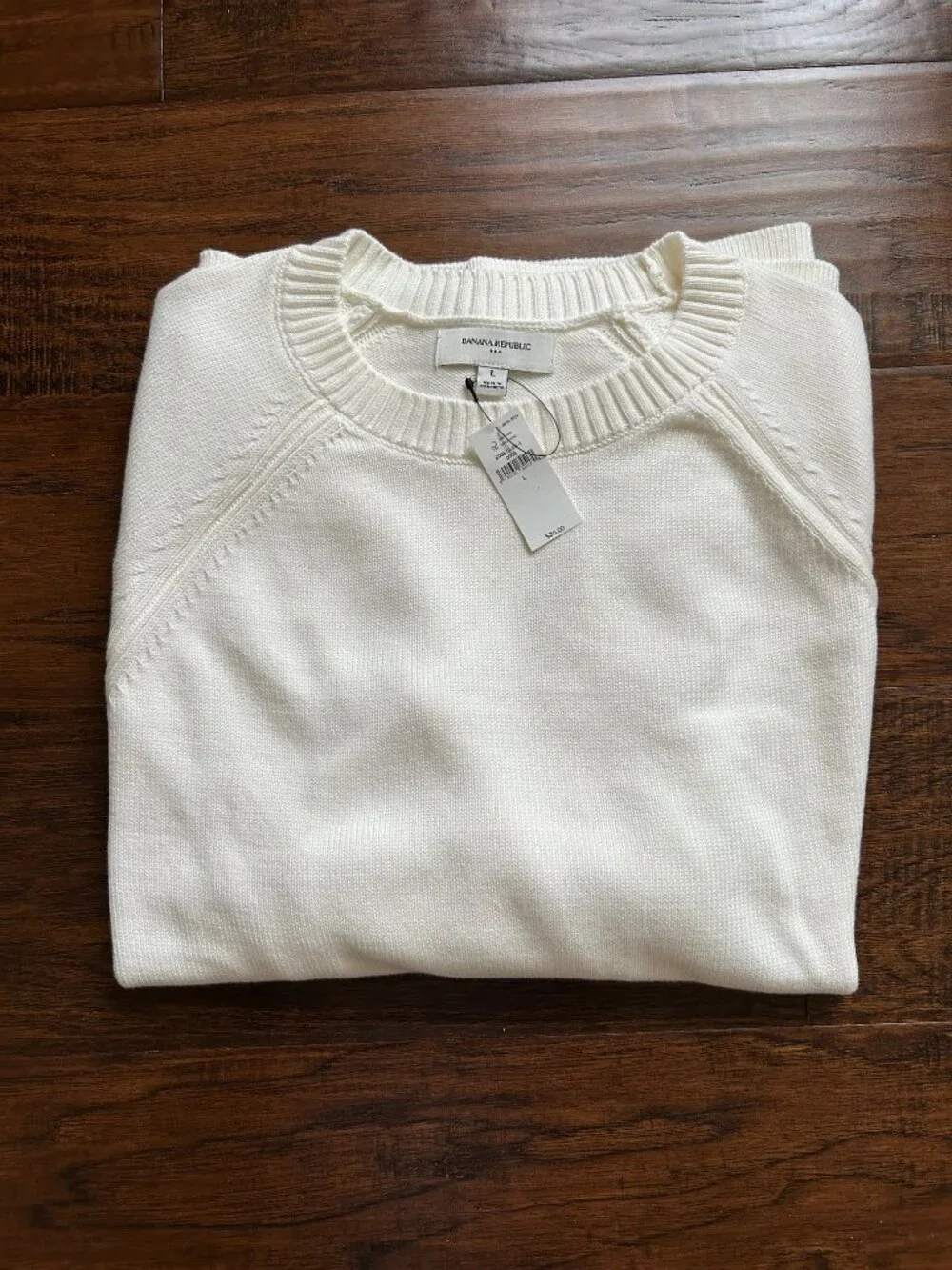 Banana Republic mens cream crewneck sweater size L large NEW NWT